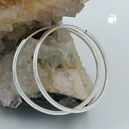 32mm Creole Ohrringe rund glänzend 925 Silber