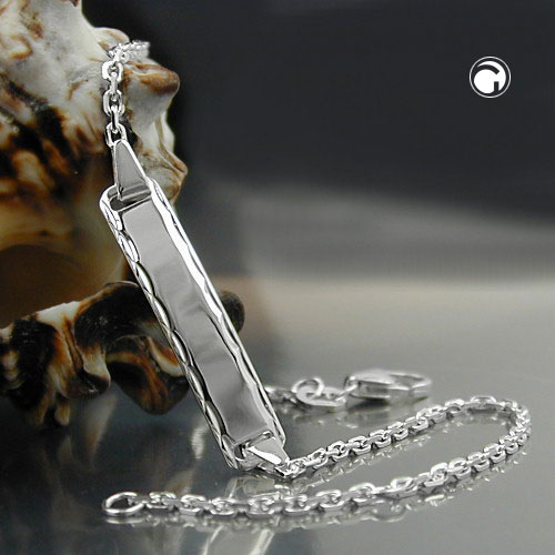 Armband Ankerkette mit Gravurplatte 925 Silber