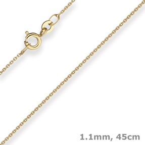 1,1mm Rund-Ankerkette Goldkette Collier Halskette aus 333 Gold Gelbgold 45cm