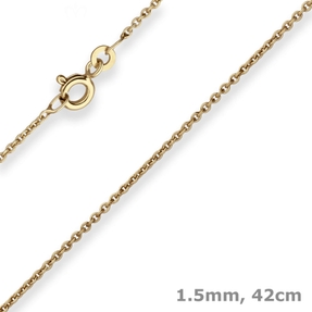 1,5mm Rund-Ankerkette Goldkette Collier Halskette aus 333 Gold Gelbgold 42cm