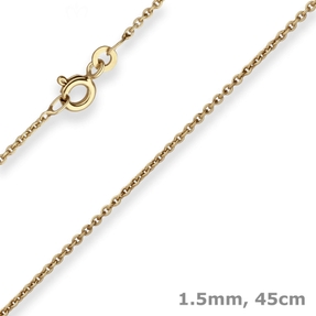 1,5mm Rund-Ankerkette Goldkette Collier Halskette aus 333 Gold Gelbgold 45cm