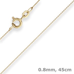 0,8mm Ankerkette flach Goldkette Collier Halskette aus 333 Gold Gelbgold 45cm