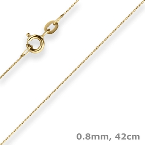 0,8mm Ankerkette flach Kette Collier aus 333 Gold Gelbgold 42cm mit Zwischenöse