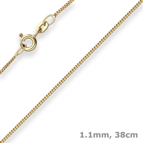 1,1mm Panzerkette Collier Halskette aus 333 Gold Gelbgold 38cm mit Zwischenöse