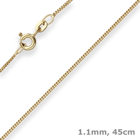 1,1mm Panzerkette Collier Halskette aus 333 Gold Gelbgold 45cm mit Zwischenöse 1,1mm Panzerkette Collier Halskette aus 333 Gold Gelbgold 45cm mit Zwischenöse