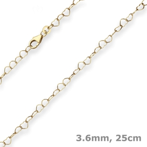 3,6mm Herzkette Goldkette Fusskette Fussschmuck aus 333 Gold Gelbgold 25cm 3,6mm Herzkette Goldkette Fusskette Fussschmuck aus 333 Gold Gelbgold 25cm