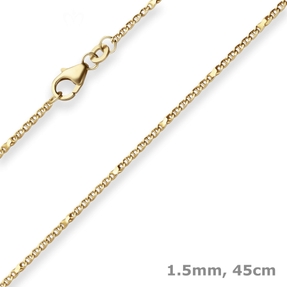 1,5mm Panzerstegkette Goldkette Collier Halskette aus 333 Gold Gelbgold 45cm