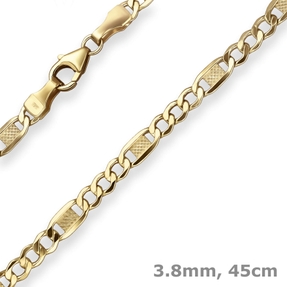 3,8mm Fantasiekette Goldkette Collier Halskette aus 333 Gold Gelbgold 45cm