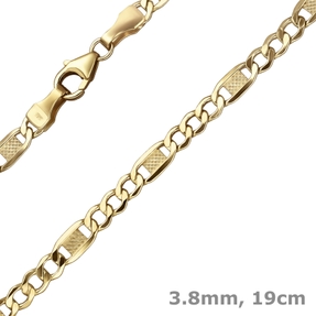 3,8mm Armband Fantasiekette Goldarmband Armschmuck aus 333 Gold Gelbgold 19cm