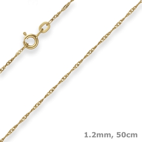 1,2mm Singapurkette Goldkette Collier Halskette aus 333 Gold Gelbgold 50cm