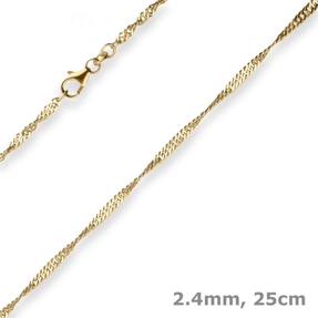 2,4mm Singapurkette Kette Fusskette Fussschmuck aus 333 Gold Gelbgold 25cm
