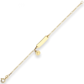 1,5mm Id-Armband Figarokette diamantiert Engel aus 333 Gold Gelbgold 14cm
