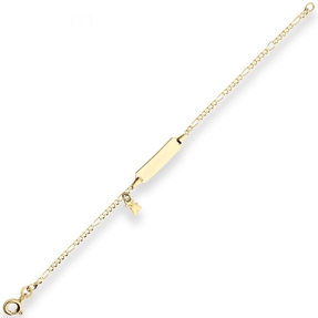 1,9mm Id-Armband Figarokette diamantiert Bärchen aus 333 Gold Gelbgold 14cm