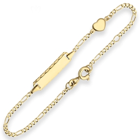 1,8mm Id-Armband Figarokette diamantiert Herz aus 333 Gold Gelbgold 16cm