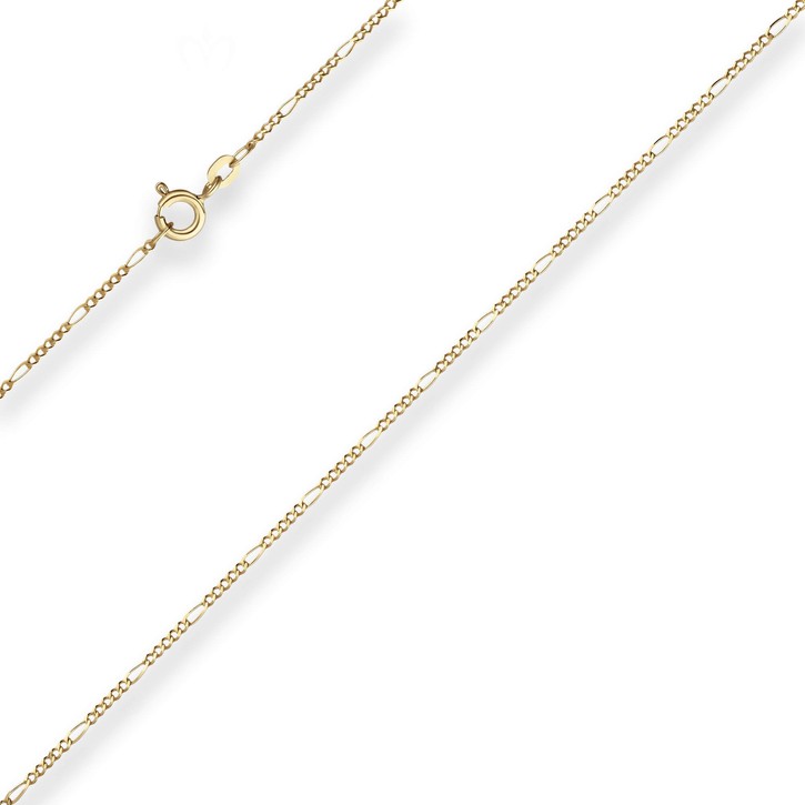 1.5mm Figarokette diamantiert aus 333 Gelbgold 38cm