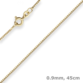 0,9mm Veneziakette Collier Halskette aus 333 Gold Gelbgold 45cm mit Zwischenöse
