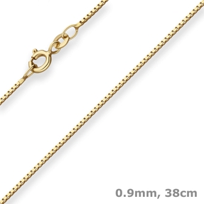 0,9mm Veneziakette Goldkette Collier Halskette aus 333 Gold Gelbgold 38cm