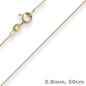 0,8mm Rund-Ankerkette Goldkette Collier Halskette aus 375 Gold Gelbgold 50cm