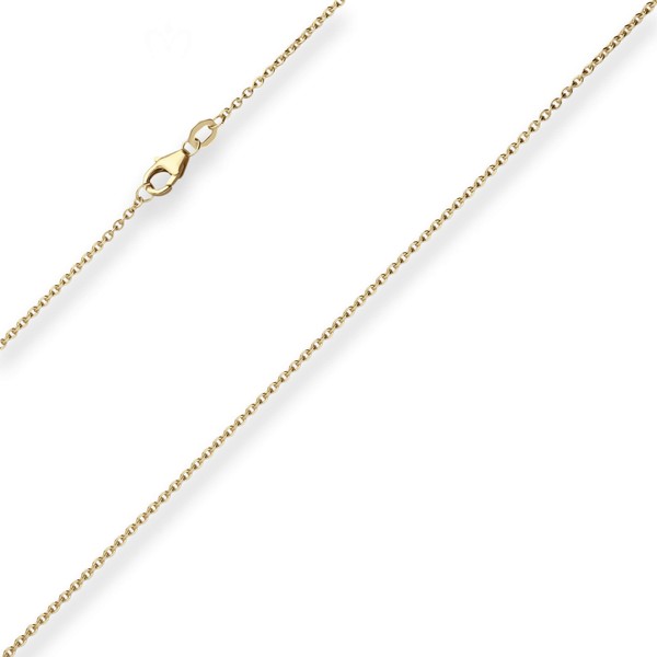 1.7mm Ankerkette flach aus 375 Gelbgold 38cm