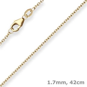 1,7mm Ankerkette flach Goldkette Collier Halskette aus 375 Gold Gelbgold 42cm