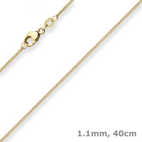 1,1mm Panzerkette Goldkette Collier Halskette aus 375 Gold Gelbgold 40cm