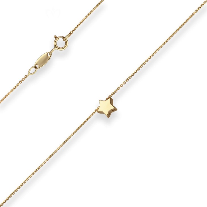 Fantasiekette Stern aus 375 Gelbgold 42cm