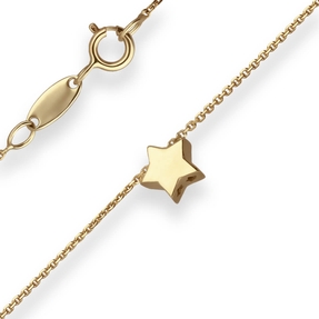Fantasiekette Goldkette Collier Stern Halskette aus 375 Gold Gelbgold 42cm