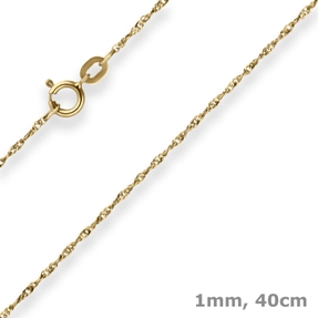1mm Singapurkette Goldkette Collier Halskette aus 375 Gold Gelbgold 40cm