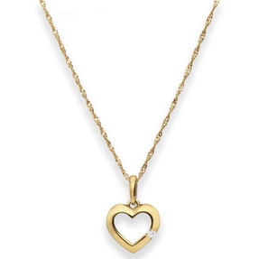 Collier mit Zirkonia Singapurkette Goldkette Herz aus 375 Gold Gelbgold 45cm Collier mit Zirkonia Singapurkette Goldkette Herz aus 375 Gold Gelbgold 45cm