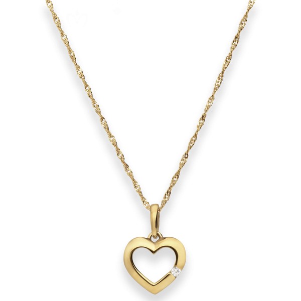 Singapurkette Herz mit Zirkonia aus 375 Gelbgold 45cm