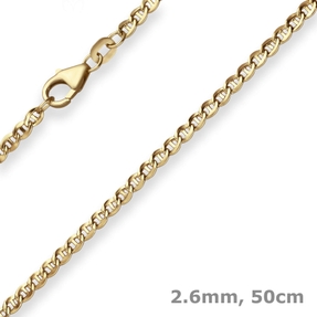 2,6mm Panzerstegkette Kette Collier Halskette aus 585 Gold Gelbgold 50cm