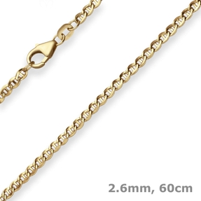 2,6mm Panzerstegkette Kette Collier Halskette aus 585 Gold Gelbgold 60cm
