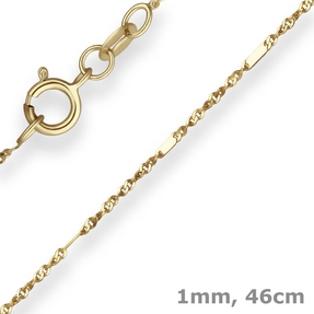 1mm Fantasiekette Goldkette Collier Halskette aus 585 Gold Gelbgold 46cm