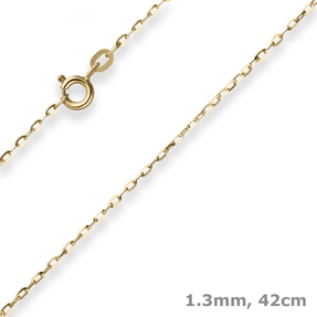 1,3mm Ankerkette flach Kette Collier Halskette aus 585 Gold Gelbgold 42cm