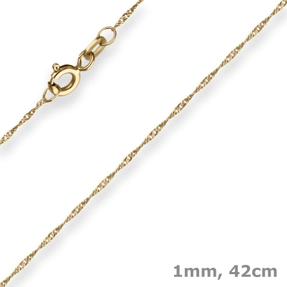 1mm Singapurkette Goldkette Collier Halskette aus 585 Gold Gelbgold 42cm 1mm Singapurkette Goldkette Collier Halskette aus 585 Gold Gelbgold 42cm