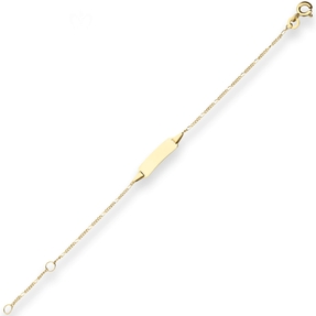 1,1mm Id-Armband Figarokette diamantiert aus 585 Gold Gelbgold 14cm