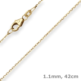 1,1mm Ankerkette flach Kette Collier Halskette aus 585 Gold Gelbgold 42cm 1,1mm Ankerkette flach Kette Collier Halskette aus 585 Gold Gelbgold 42cm