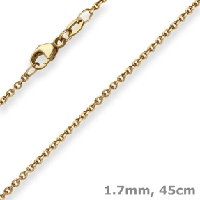 1,7mm Ankerkette Goldkette Collier Halskette aus 750 Gold Gelbgold 45cm