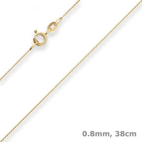 0,8mm Rund-Ankerkette Collier mit Zwischenöse aus 585 Gold Gelbgold 38cm