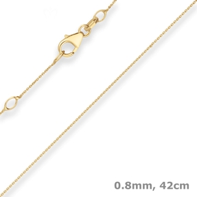 0,8mm Rund-Ankerkette Collier mit Zwischenöse aus 585 Gold Gelbgold 42cm