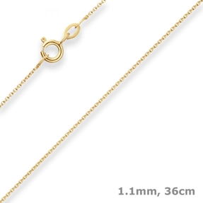1,1mm Rund-Ankerkette Collier Halskette aus 375 Gold Gelbgold 36cm 1,1mm Rund-Ankerkette Collier Halskette aus 375 Gold Gelbgold 36cm