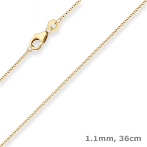 1,1mm Rund-Ankerkette Collier Halskette aus 375 Gold Gelbgold 36cm 1,1mm Rund-Ankerkette Collier Halskette aus 375 Gold Gelbgold 36cm