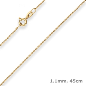 1,1mm Rund-Ankerkette Goldkette Collier Halskette aus 585 Gold Gelbgold 42-45cm 1,1mm Rund-Ankerkette Goldkette Collier Halskette aus 585 Gold Gelbgold 42-45cm