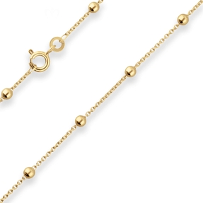 1,3mm Rund-Ankerkette Collier Kugel Halskette aus 333 Gold Gelbgold 45cm