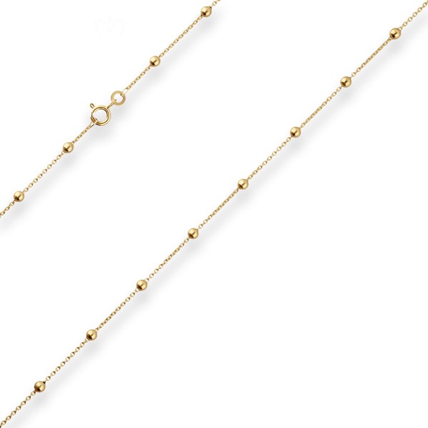 1.3mm Rund-Ankerkette Kugel aus 333 Gelbgold 45cm