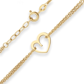 Armband Rund-Ankerkette Herz Armschmuck aus 375 Gold Gelbgold 17cm