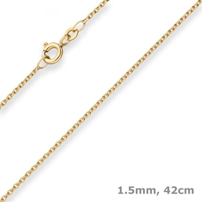 1,5mm Rund-Ankerkette Collier Halskette aus 333 Gold Gelbgold 42cm