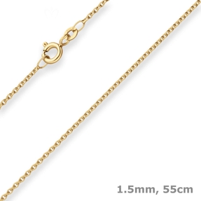 1,5mm Rund-Ankerkette Collier Halskette aus 333 Gold Gelbgold 55cm