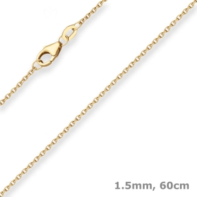 1,5mm Rund-Ankerkette Collier Halskette aus 375 Gold Gelbgold 60cm