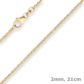 2mm Armband Rund-Ankerkette Armschmuck aus 585 Gold Gelbgold 21cm